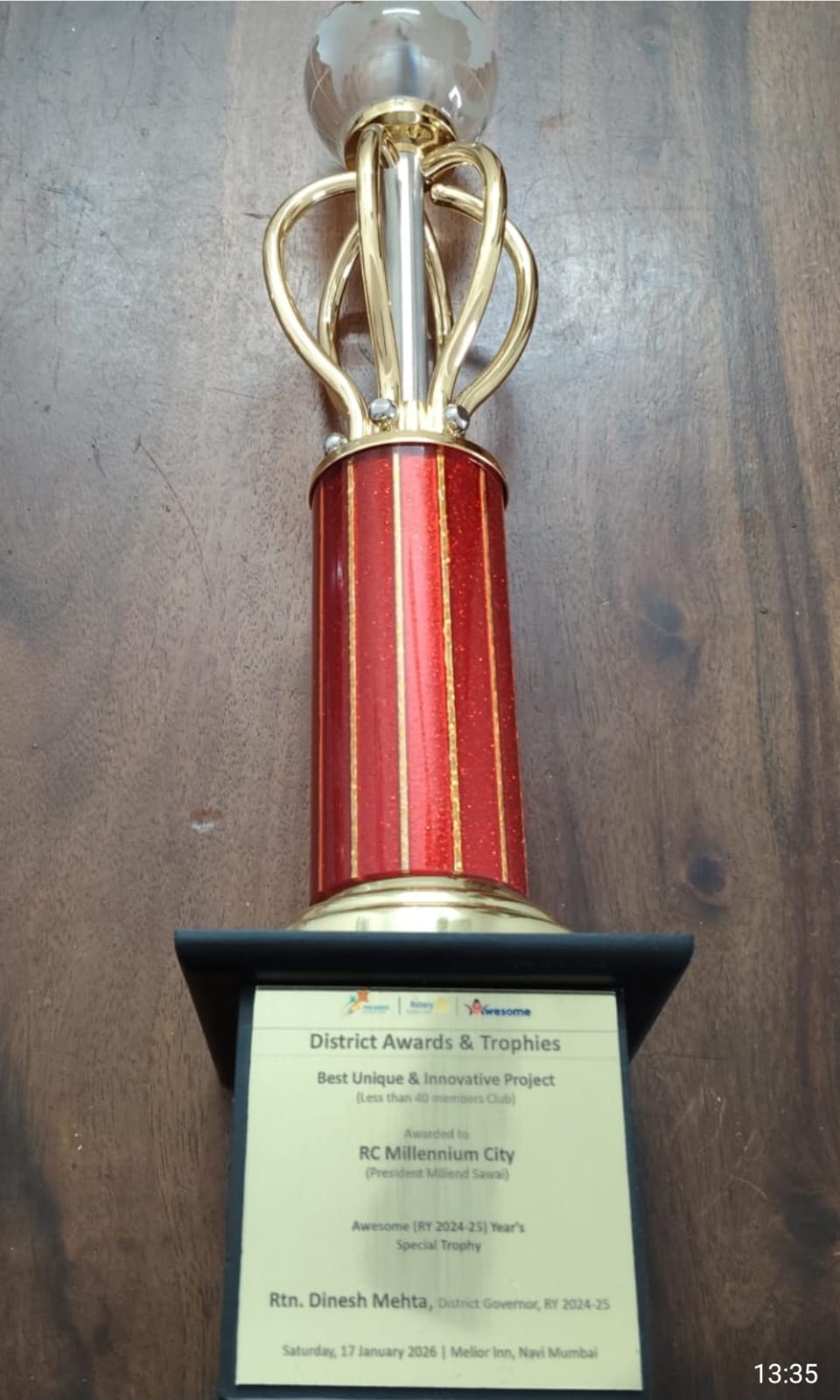 District Rotary award for Best and Innovative Brainline project 2025